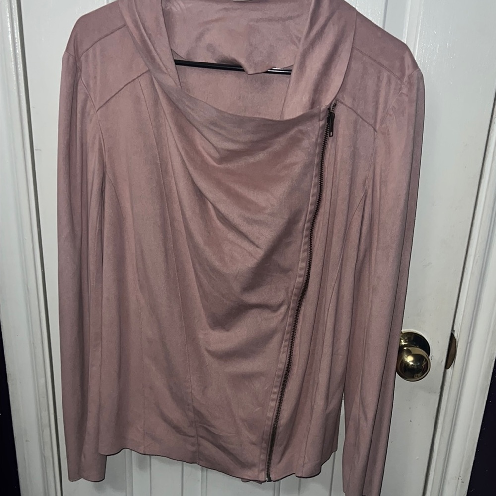 Chic Pink Jacket with Asymmetrical Zipper